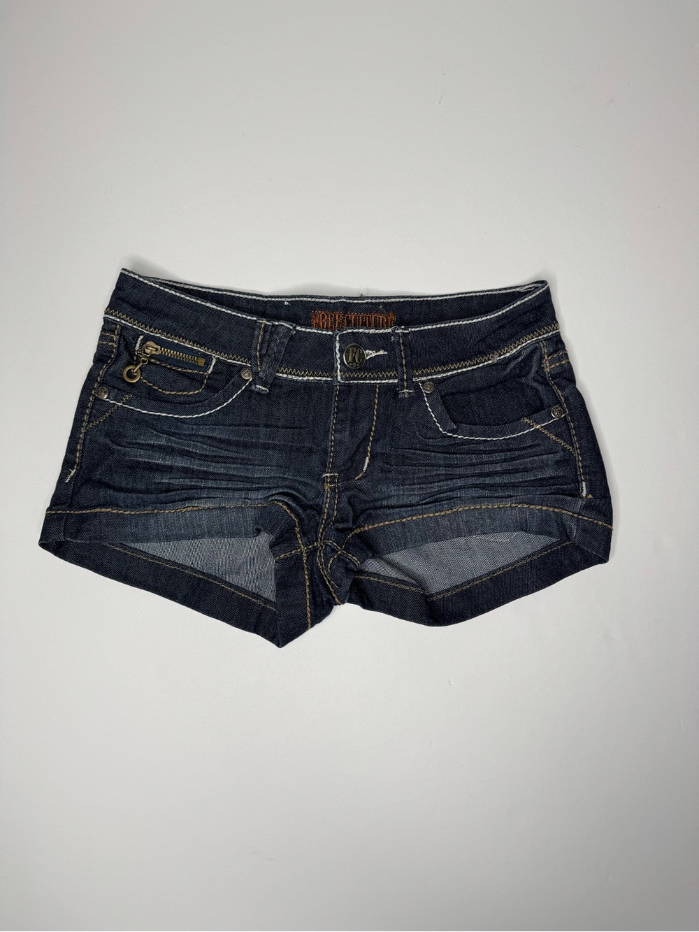 Y2K Free Culture Jean Shorts Size 1 Low Rise Dark Wash Denim Micro Shorts